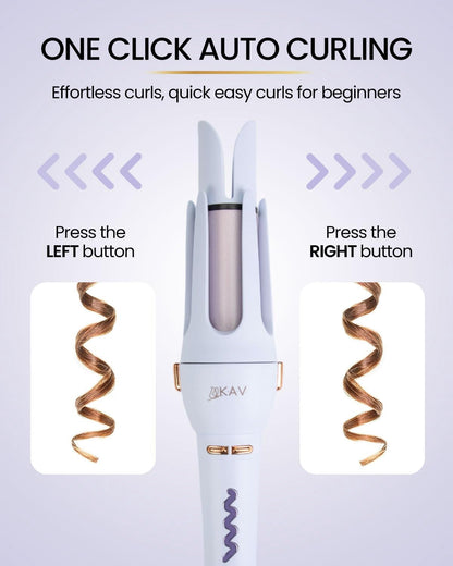 Daphne Plum Auto Hair Curler, Automatic Long Barrel Rotating Curling Iron with 4 Temperature & 3 Timer, Automatic Shut-Off, Anti-Scald, Anti-Tangle, Rotating Curling Wand for Hair Styling
