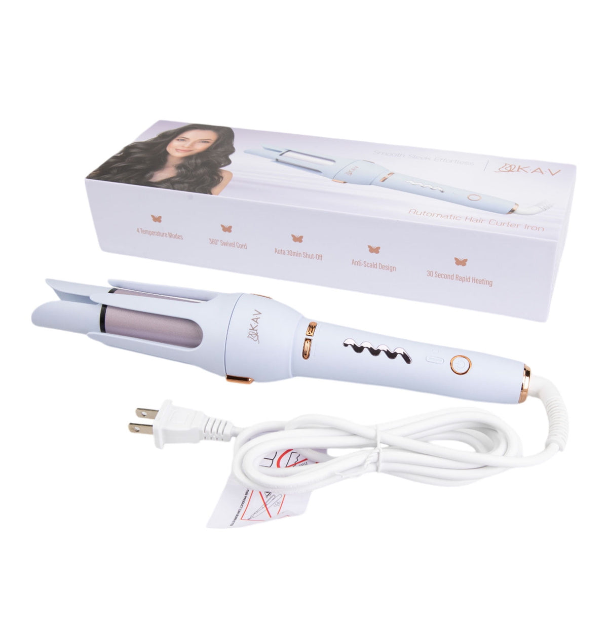 Daphne Plum Auto Hair Curler, Automatic Long Barrel Rotating Curling Iron with 4 Temperature & 3 Timer, Automatic Shut-Off, Anti-Scald, Anti-Tangle, Rotating Curling Wand for Hair Styling