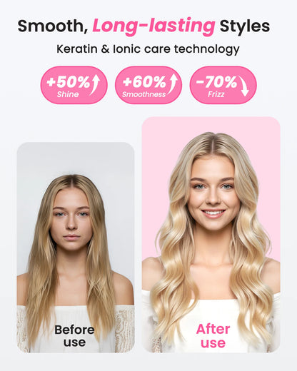 Dual Voltage Ionic Thermal Brush for Curling and Straightening 6 Temperature Settings & LED Digital Display Hot Air Styler